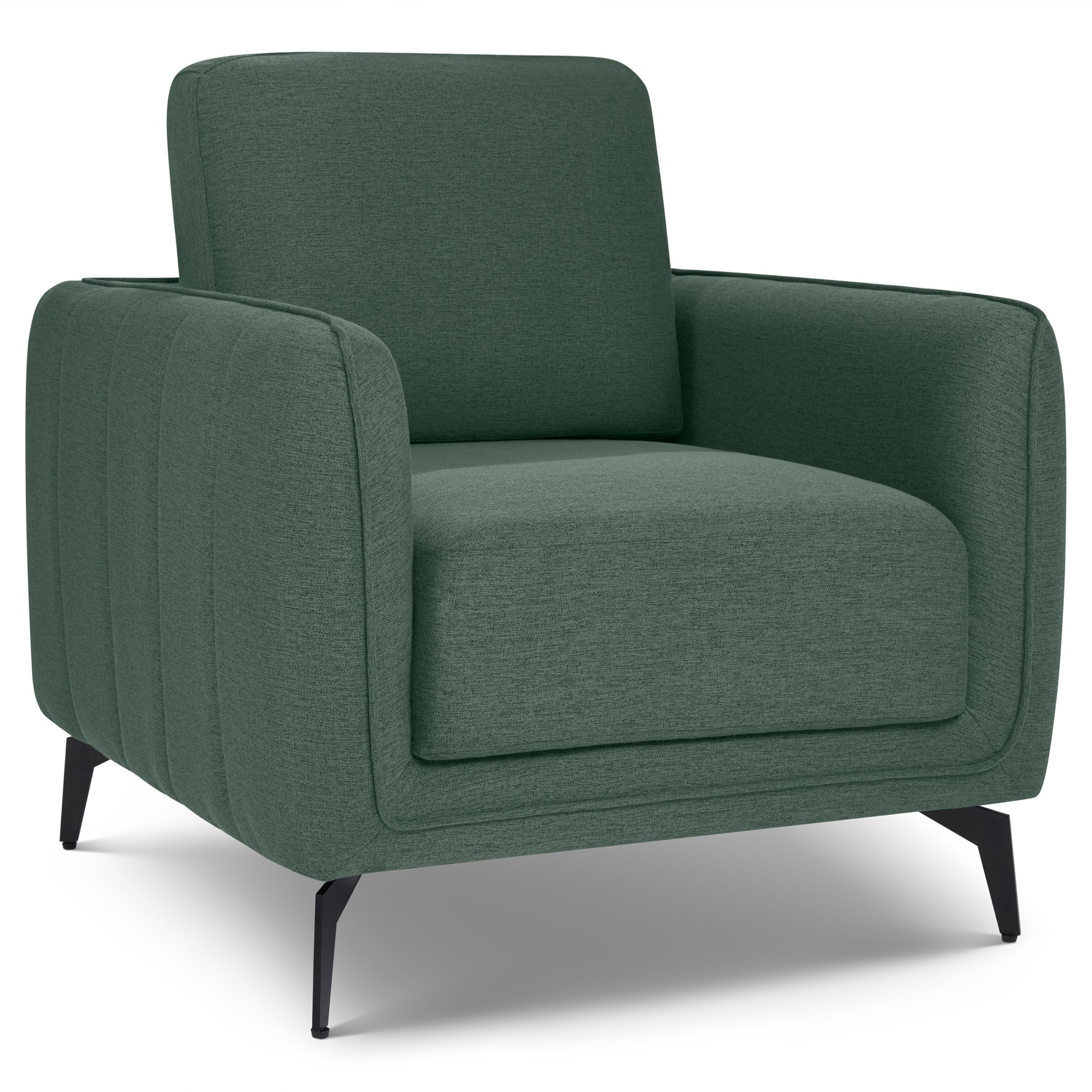 Brixton Green Armchair - Modern Fabric Accent Chair with Steel Legs