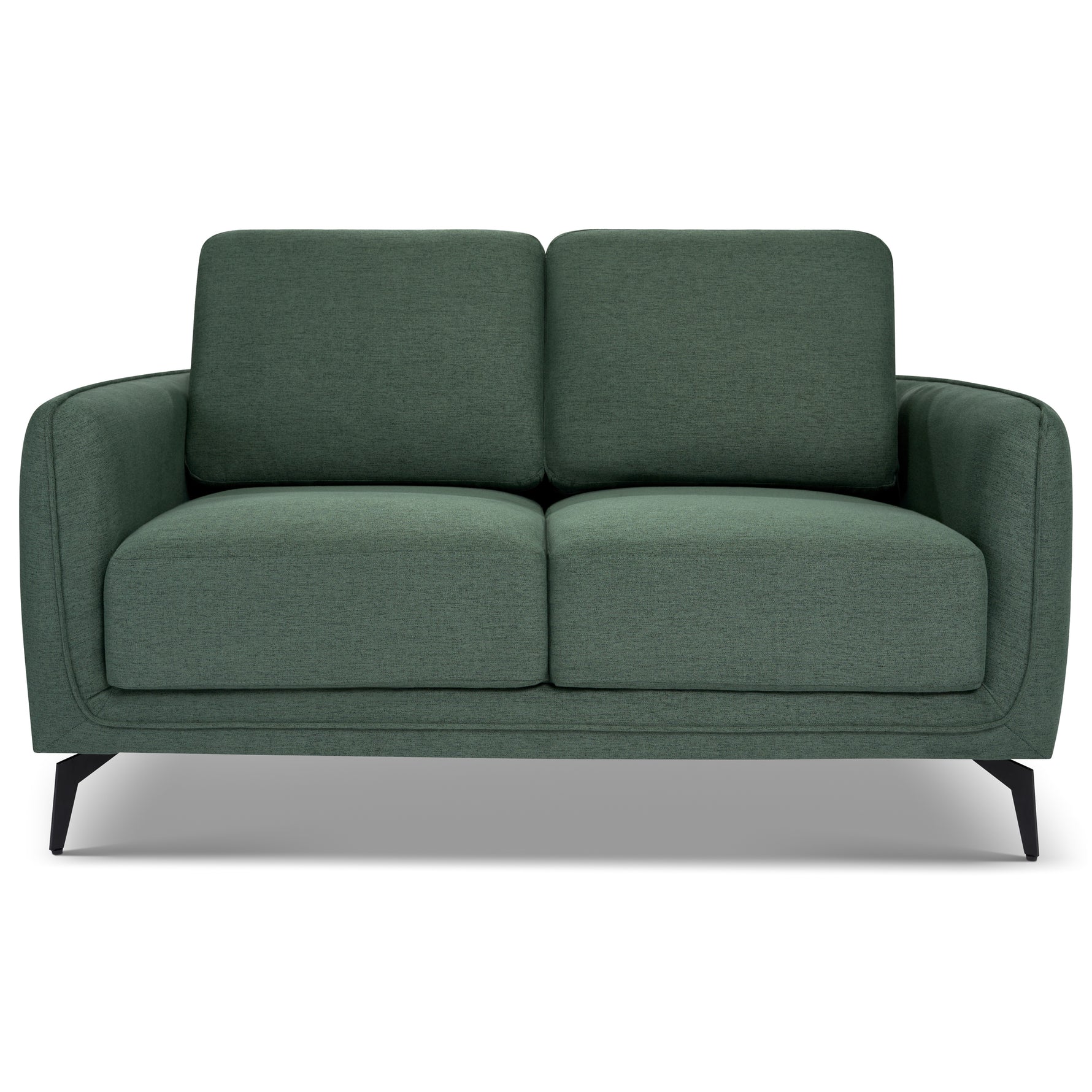 Brixton Green 2 Seater Sofa - Modern Fabric Sofa with Steel Legs