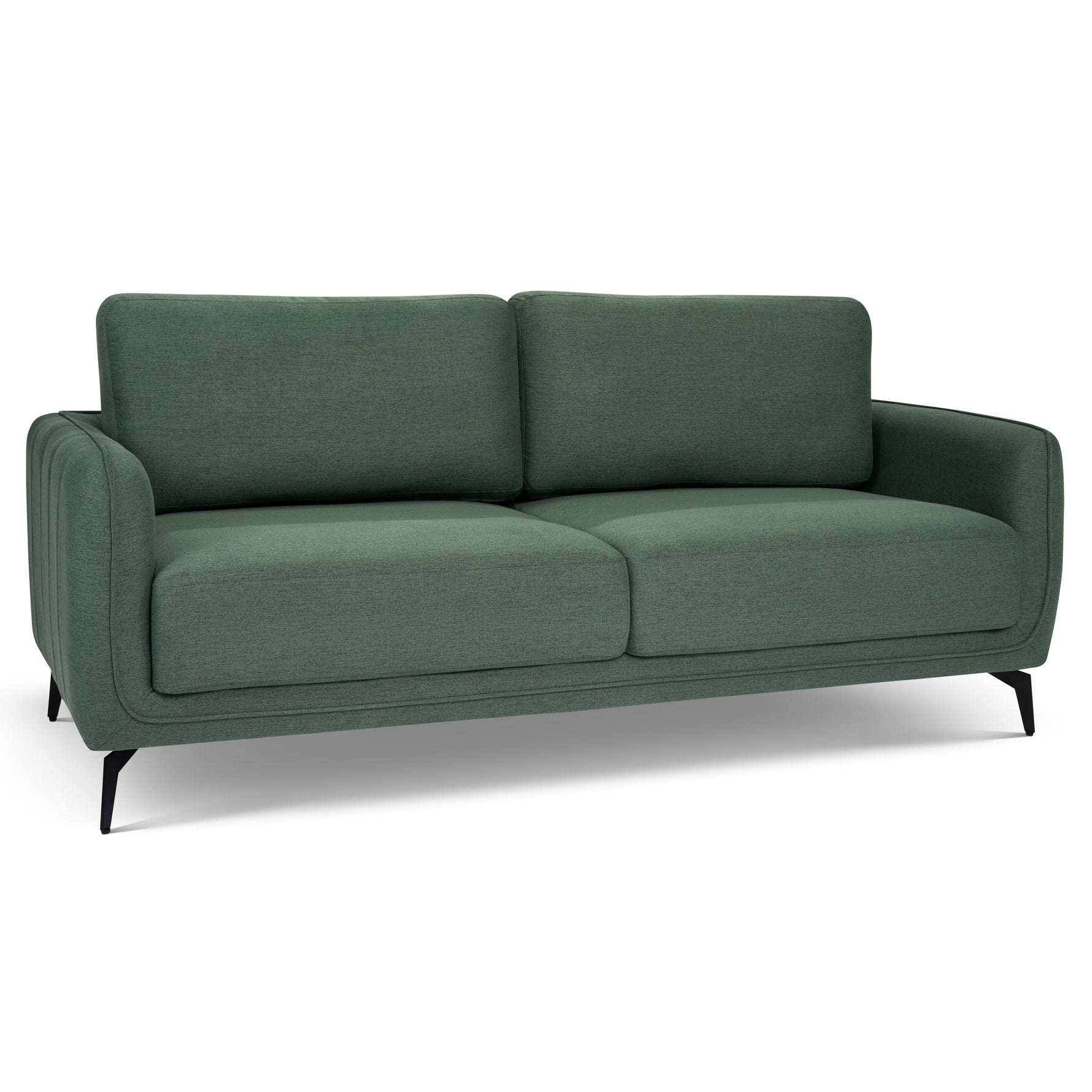 Brixton Green 3 Seater Sofa - Modern Fabric Sofa with Steel Legs