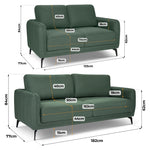 Brixton Green 2 & 3 Seater Sofa Set - Modern Fabric Sofa Suite with Steel Legs
