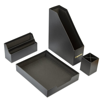Desk Organiser Set - Black - 4 Pcs-8718964077465-Bargainia.com