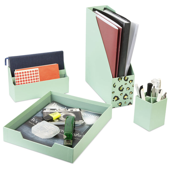 Desk Organiser Set - Mint Green - 4 Pcs-8718964077441-Bargainia.com