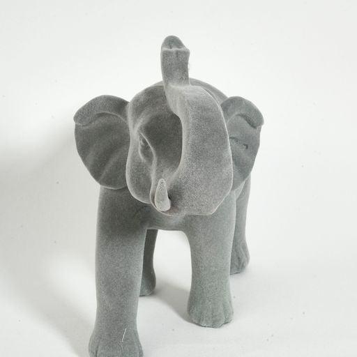 Elephant Figurine - Grey Velvet - Standing-5010792476605-Bargainia.com