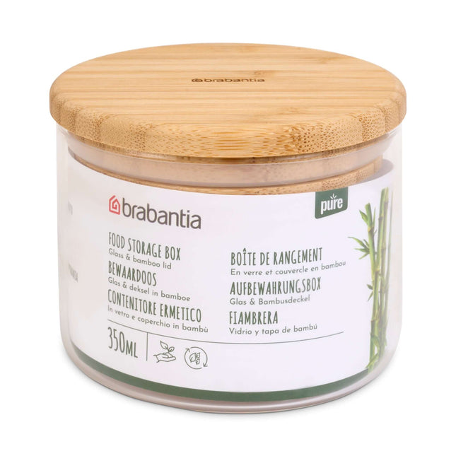 Brabantia Pure Food Glass Storage Jar With Bamboo Lid 350ML-5415252018805-Bargainia.com