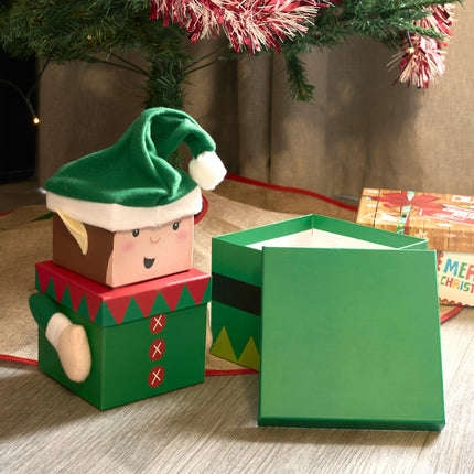 Stackable Elf Christmas Gift Boxes With Hat-5012213477062-Bargainia.com