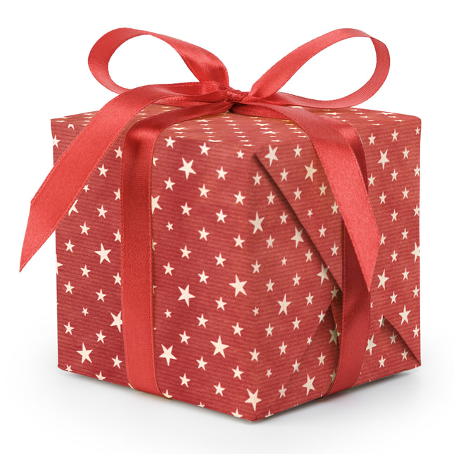 Red or Natural Stars Kraft Wrapping Paper - Singles or 4 Pack - 2m Roll