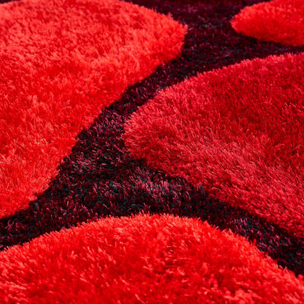 Red 3D Pebbles Shaggy Rug - Hawaii-Bargainia.com