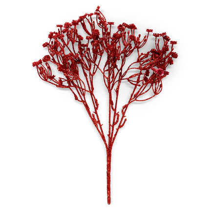 Artificial Gypsophila Bush - Red Glitter