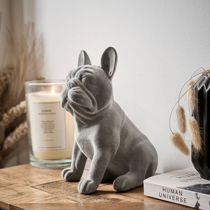 French Bulldog Figurine - Grey Velvet - Sitting-5010792476506-Bargainia.com