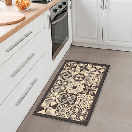 Hard Wearing Non-Slip Kitchen Runner Mat - Grey Tiles-Bargainia.com