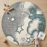 Tapis bleu bébé ourson étoiles - Enfants