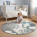 Tapis bleu bébé ourson étoiles - Enfants