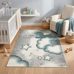 Tapis bleu bébé ourson étoiles - Enfants