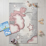Tapis Bébé Ours Rose Étoiles - Enfants