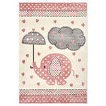Tapis bébé éléphant rose à cœurs - Enfants