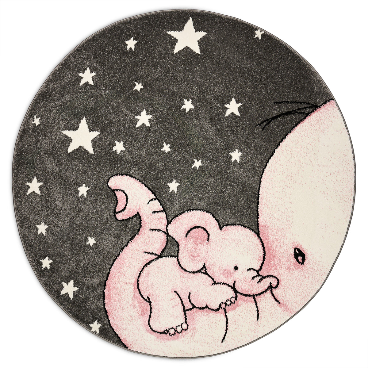 Tapis bébé éléphant rose et étoiles - Enfants