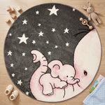 Tapis bébé éléphant rose et étoiles - Enfants