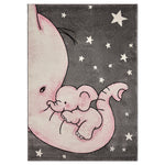Tapis bébé éléphant rose et étoiles - Enfants