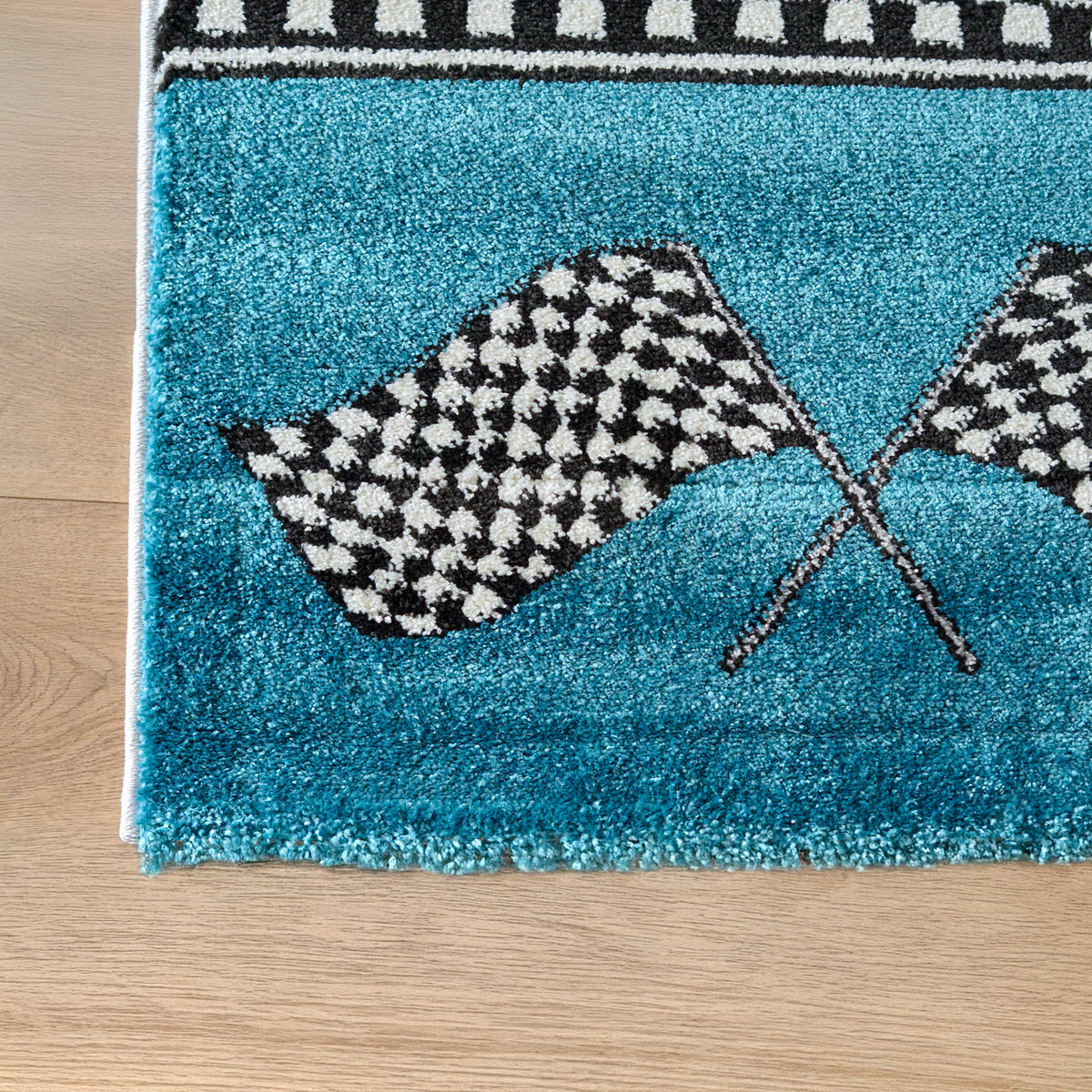 Kids Racing Car Rug, Blue Cars Children's Bedroom and Playroom Rug, Soft 13mm Pile, OEKO-TEX Tested, Multiple Sizes
