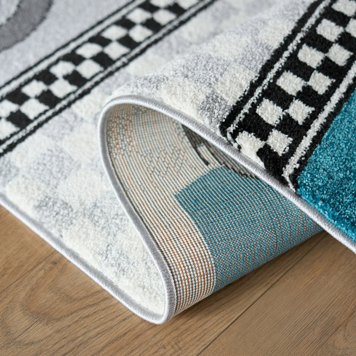 Kids Racing Car Rug, Blue Cars Children's Bedroom and Playroom Rug, Soft 13mm Pile, OEKO-TEX Tested, Multiple Sizes