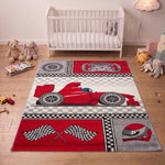 Tapis de voiture de course rouge - Enfant