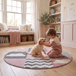 Tapis à carreaux rose et gris - Enfants