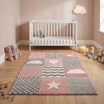 Tapis à carreaux rose et gris - Enfants
