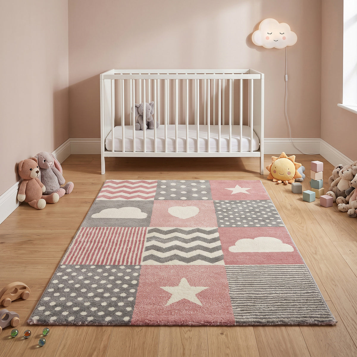 Tapis à carreaux rose et gris - Enfants