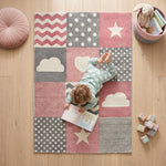Tapis à carreaux rose et gris - Enfants