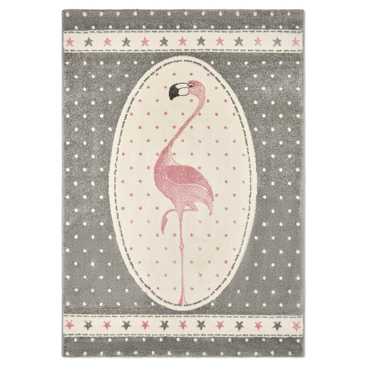 Tapis Flamant Gris à Pois - Enfant