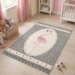 Tapis Flamant Gris à Pois - Enfant