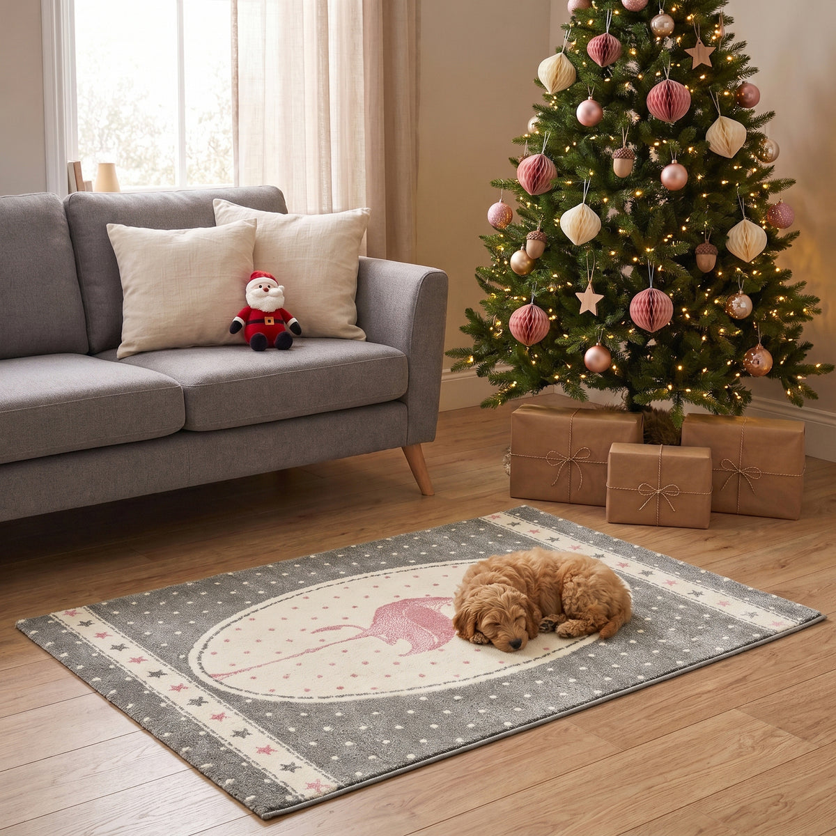 Tapis Flamant Gris à Pois - Enfant