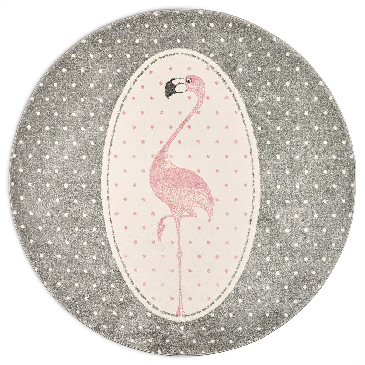 Tapis Flamant Gris à Pois - Enfant