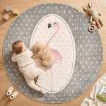 Tapis Flamant Gris à Pois - Enfant