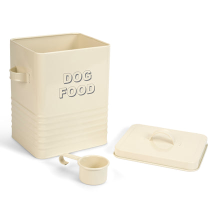 Vintage Dog Food Tin Storage Box with Scoop Cream or Grey-Bargainia.com