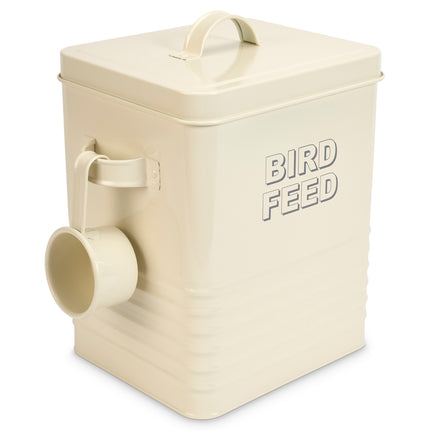 Retro Bird Feed Storage Tin Grey or Cream-5010792228976-Bargainia.com