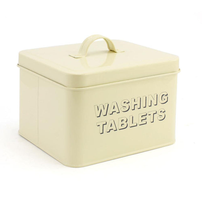 Retro Cream Washing Tablet Enamelled Storage Tin-5010792231235-Bargainia.com