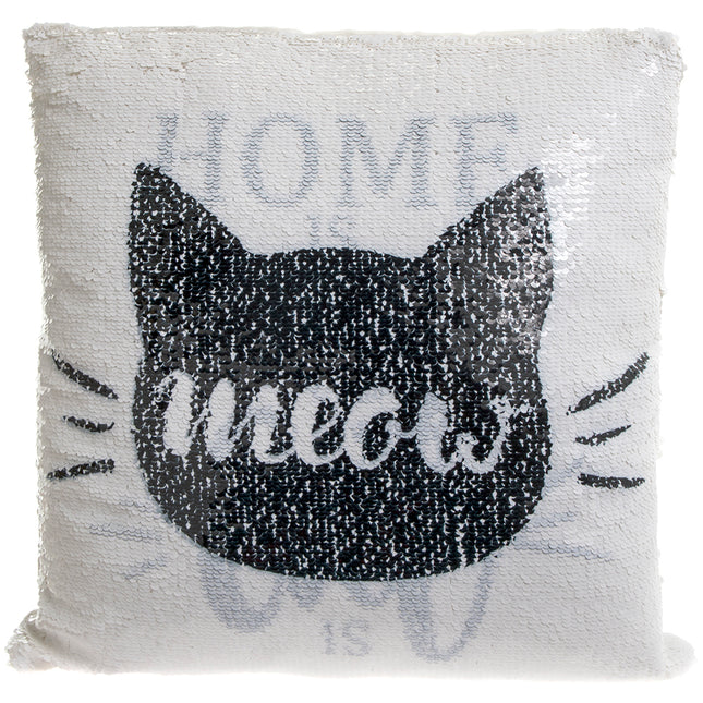 Cat Sequin Cushion - 40cm