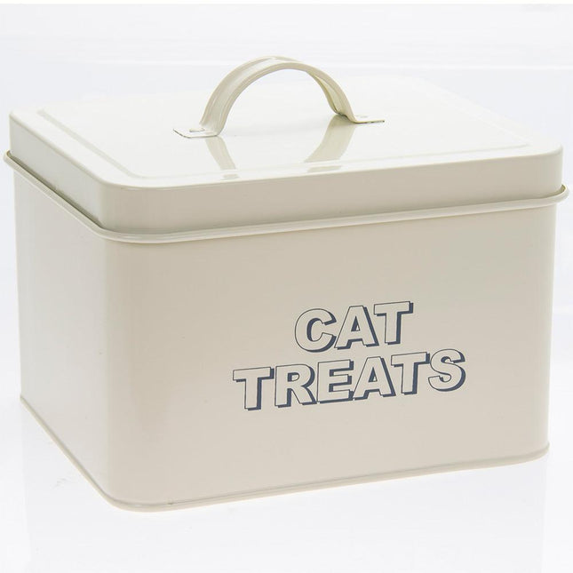 Retro Cream Cat Treats Enamelled Storage Tin-5010792436470-Bargainia.com