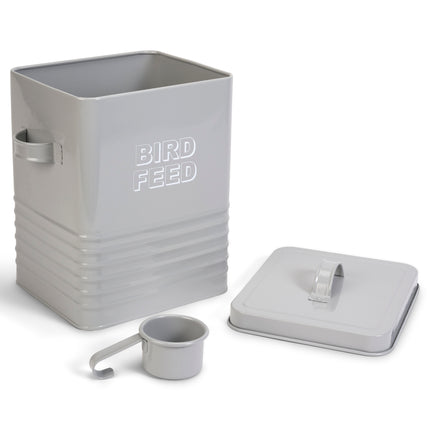 Retro Bird Feed Storage Tin Grey or Cream-Bargainia.com