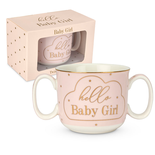 Mad Dots Hello Baby Girl Twin Handled Gift Boxed Mug-5010792446738-Bargainia.com