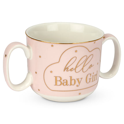 Mad Dots Hello Baby Girl Twin Handled Gift Boxed Mug-5010792446738-Bargainia.com
