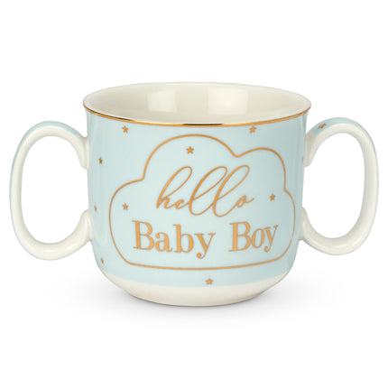 Mad Dots Hello Baby Boy Twin Handled Gift Boxed Mug-5010792446790-Bargainia.com