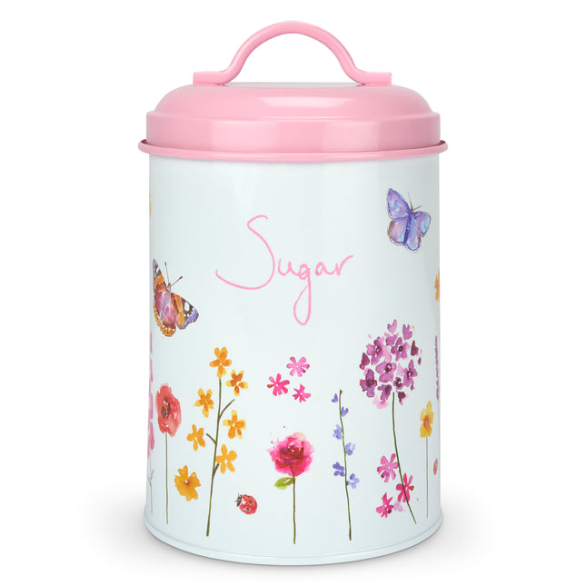 Butterfly Garden Floral Sugar Canister Storage Tin 19cm-5010792467276-Bargainia.com