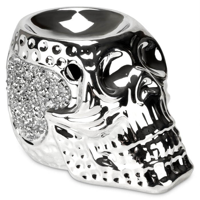 Silver Sparkle Skull Wax/Oil Warmer-5010792470702-Bargainia.com