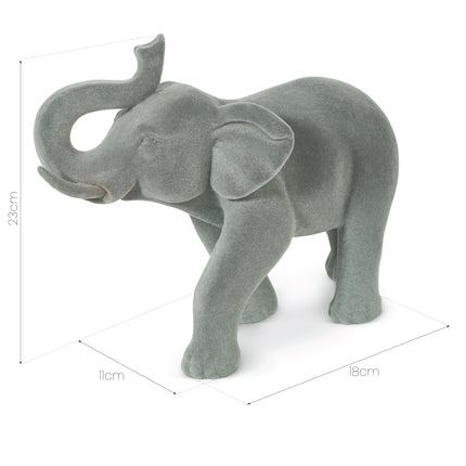 Elephant Figurine - Grey Velvet - Standing-5010792476605-Bargainia.com