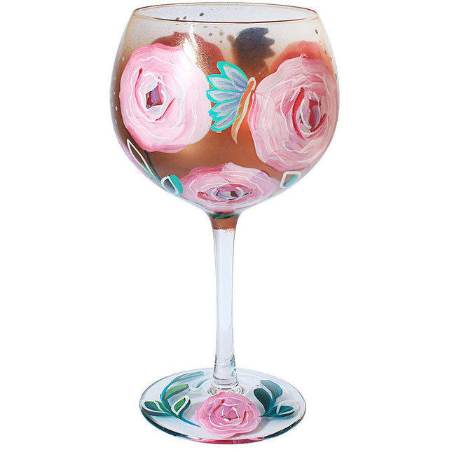 Rose Shimmer Hand Painted Gin Cocktail Glass-Bargainia.com