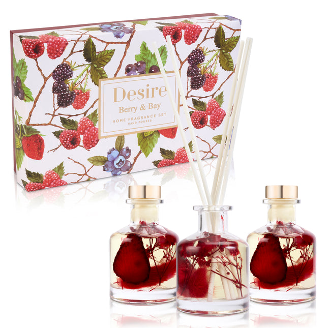Boutique Berry & Bay Floral Reed Diffuser Set of 3 Gift Set