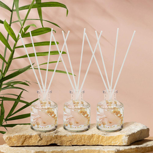Boutique Peony & Blush Suede Floral Reed Diffuser Set of 3 Gift Set-5010792499536-Bargainia.com