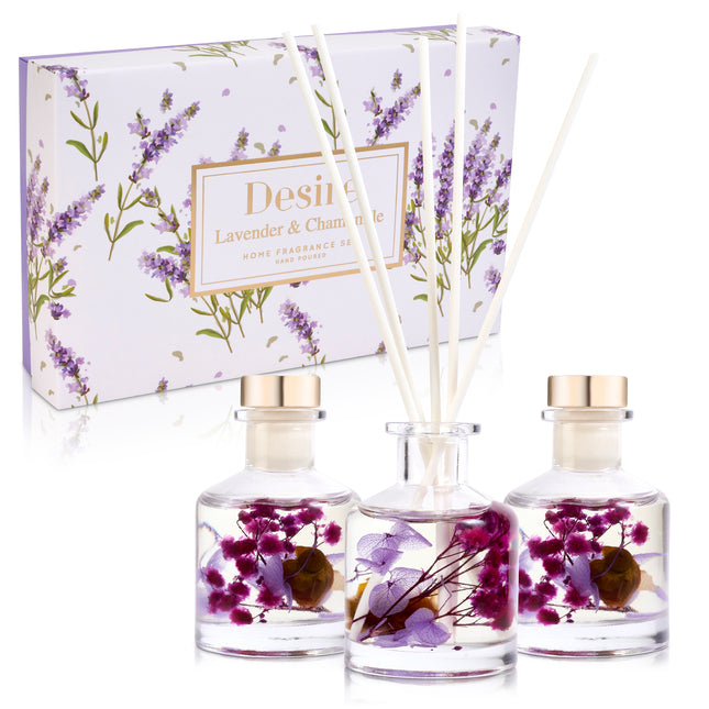 Boutique Lavender & Chamomile Floral Reed Diffuser Set of 3 Gift Set
